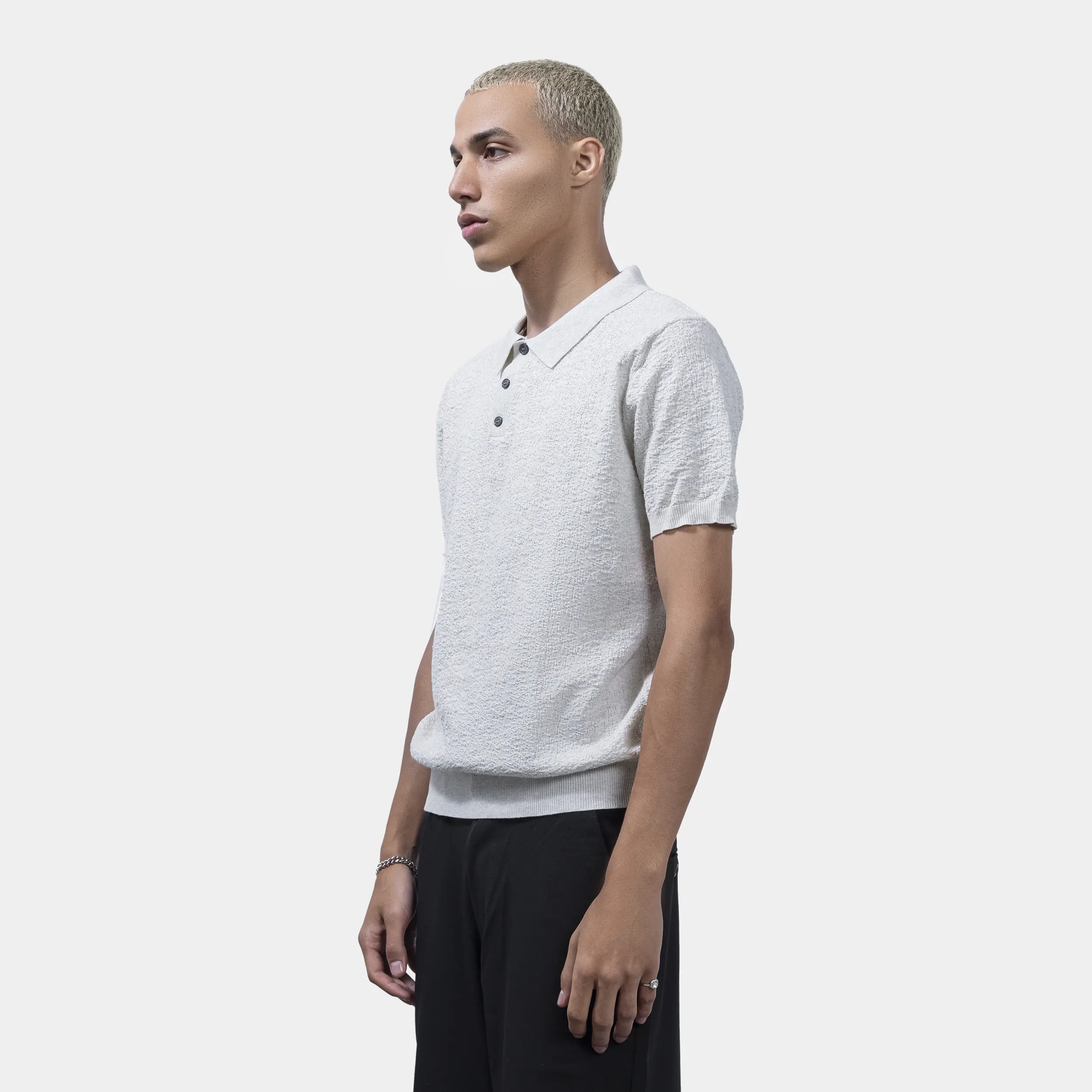 Ribbed Collar Knit Polo-T Shirt - Image 5