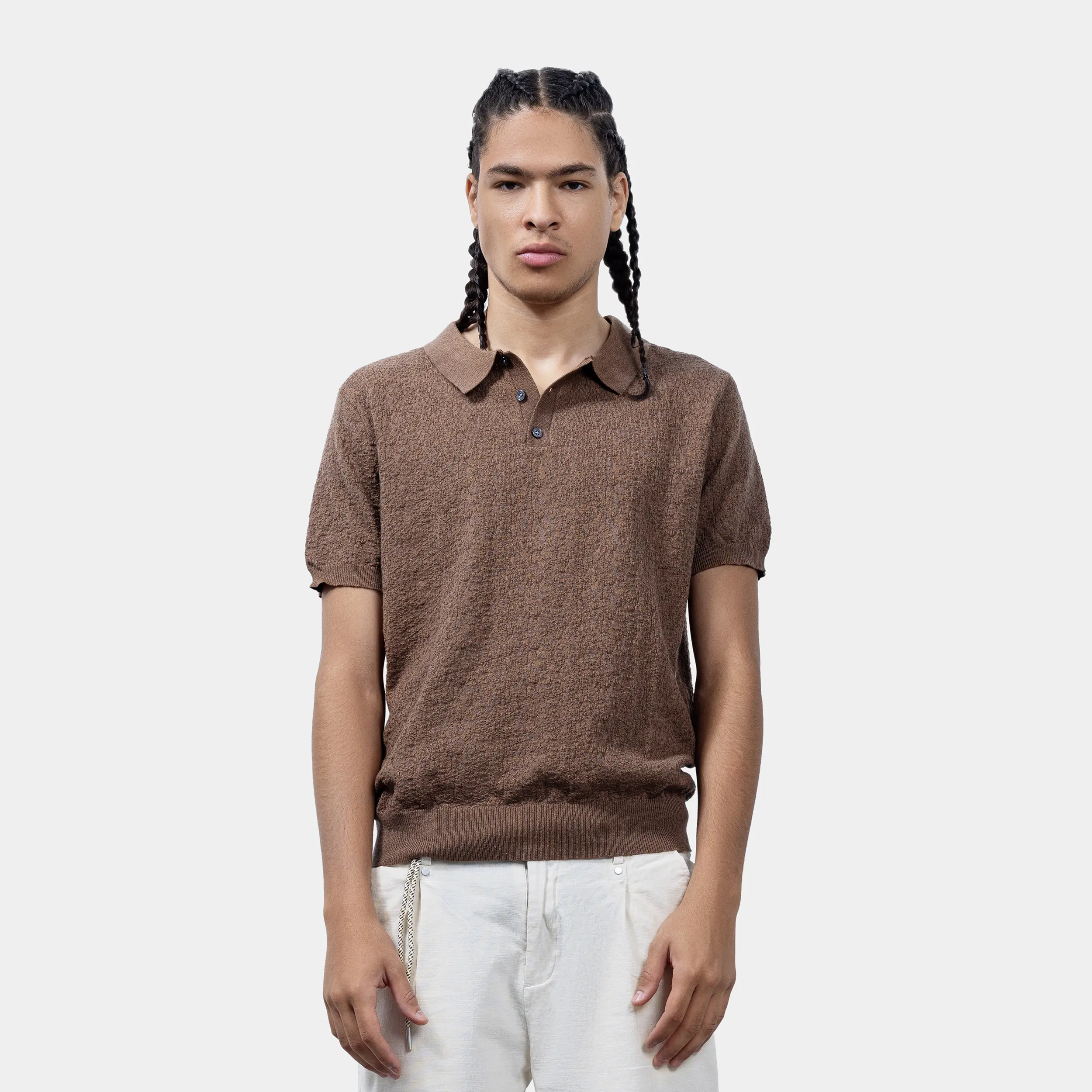 Ribbed Collar Knit Polo-T Shirt - Image 7