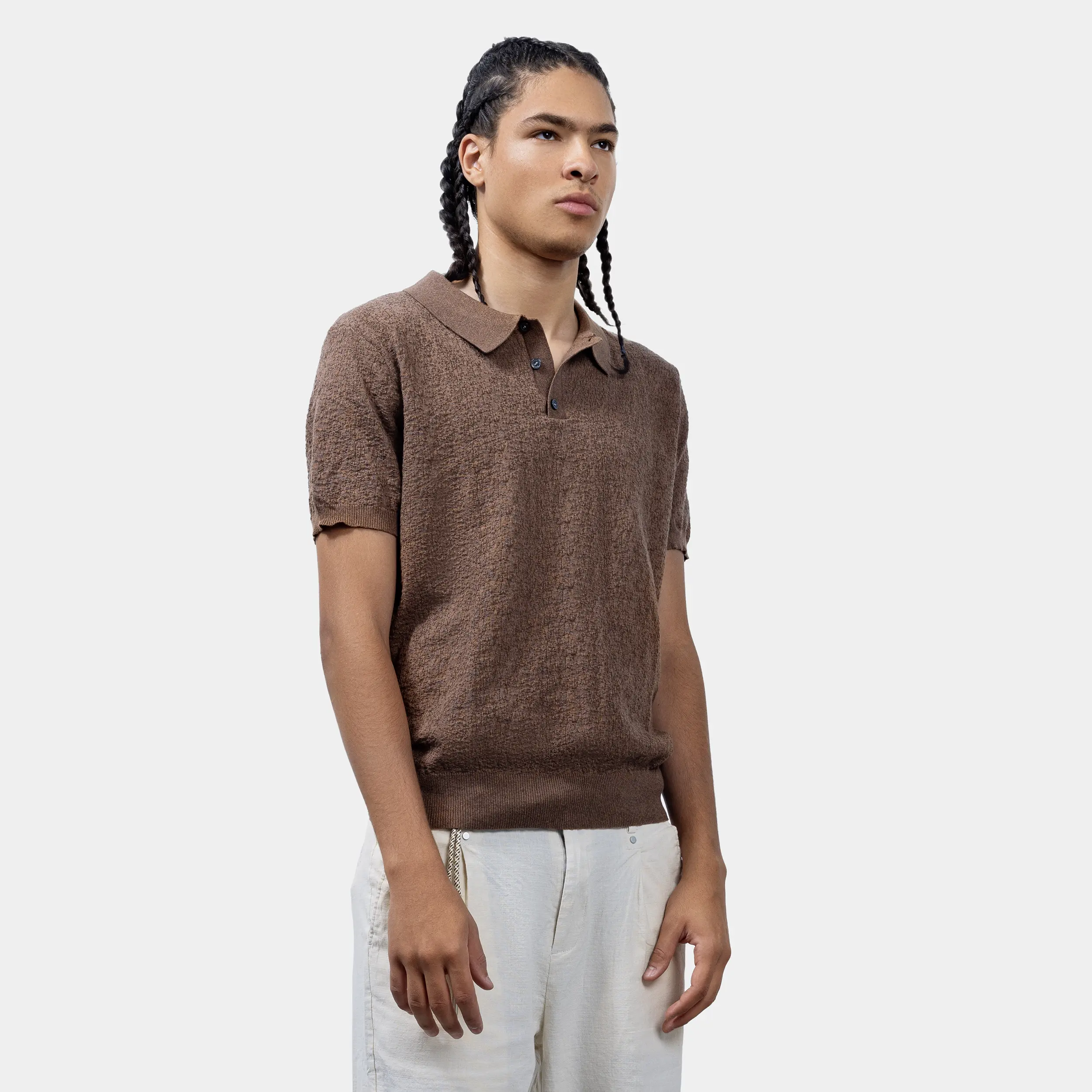 Ribbed Collar Knit Polo-T Shirt - Image 8