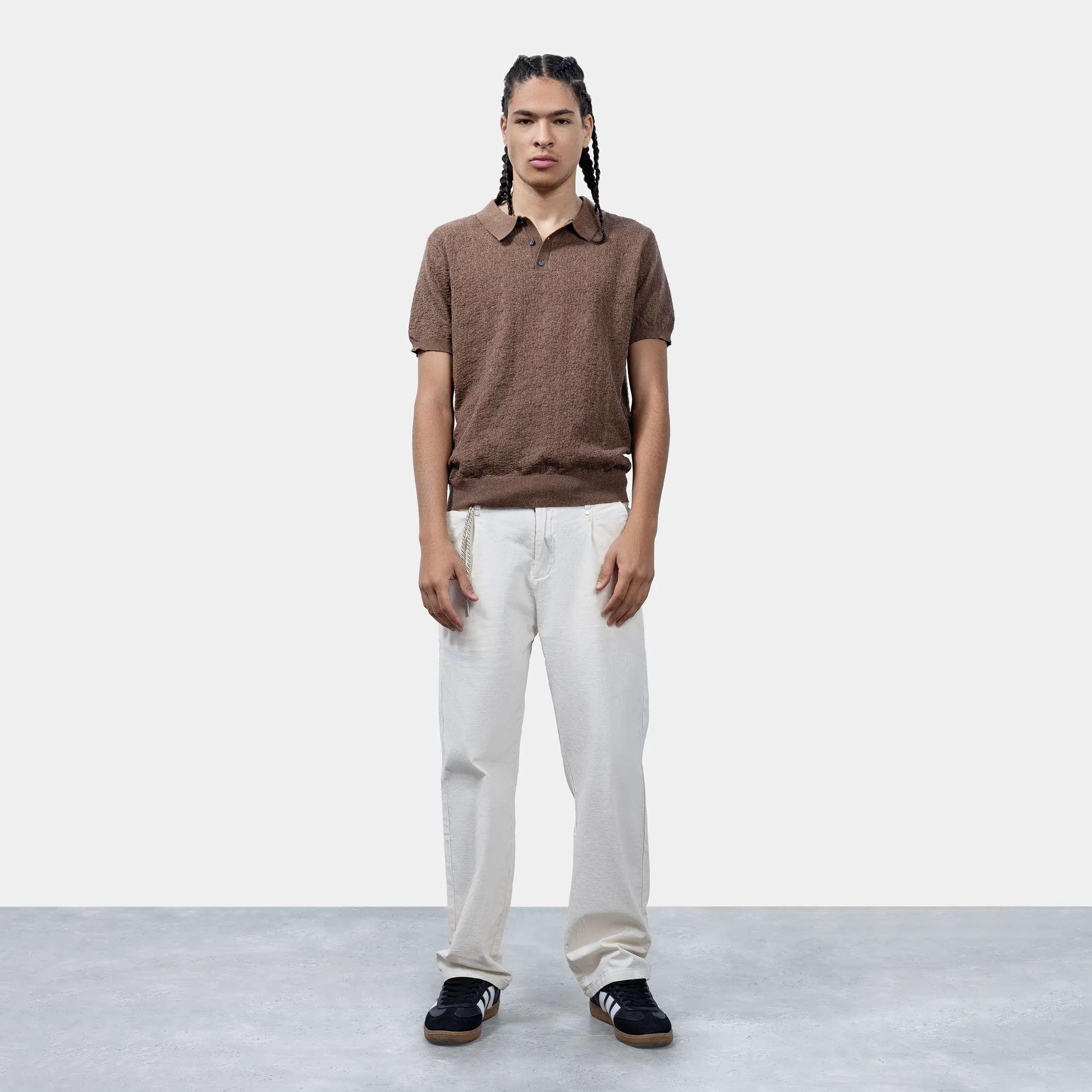 Ribbed Collar Knit Polo-T Shirt - Image 9